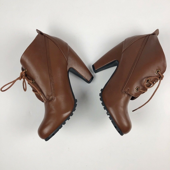 Bamboo Brown Lace Up Ankle Boots MOZZA-27L - Picture 4 of 8